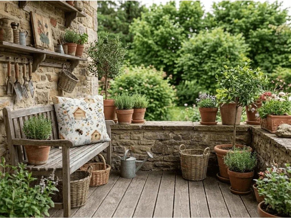 Husa de perna din bumbac WOODEN HOUSES POLY 45x45 cm, colorat