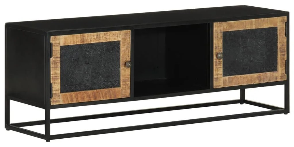 vidaXL Comodă TV, 110x30x40 cm, lemn masiv de mango brut și fier