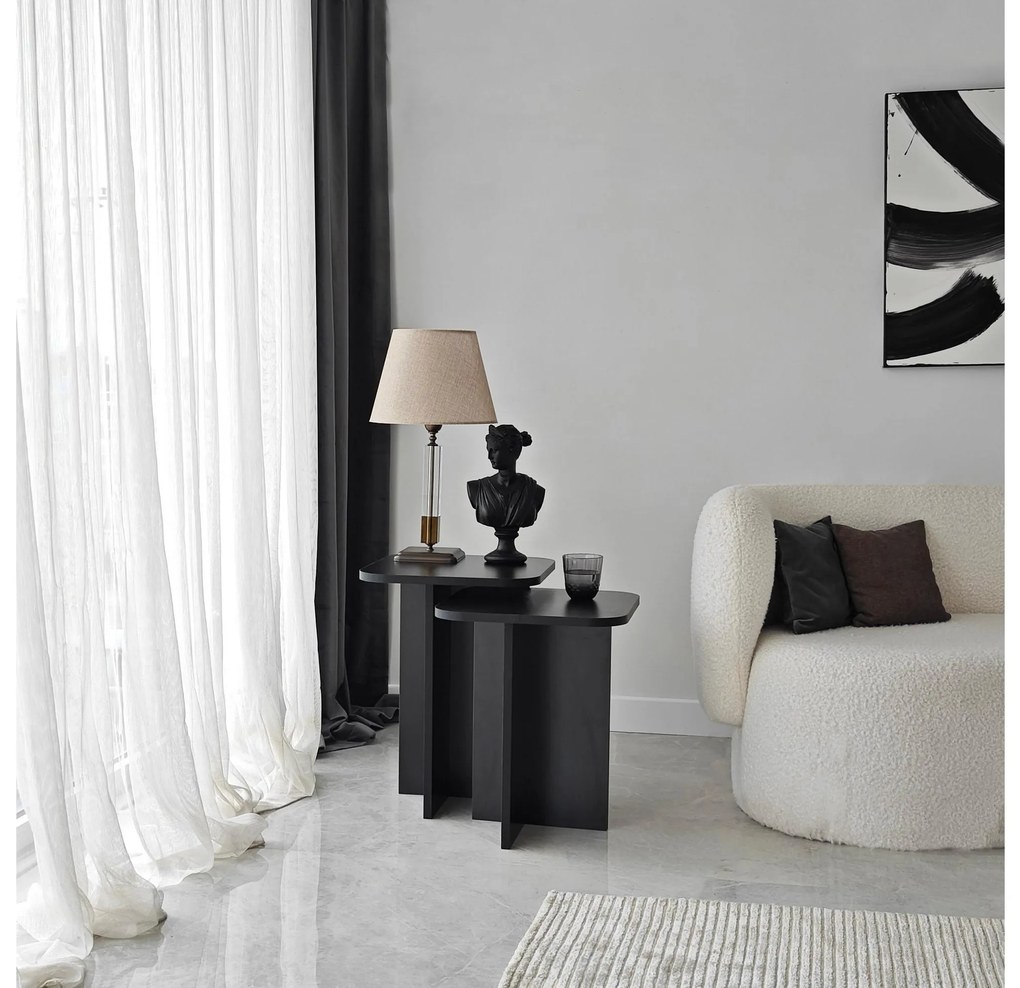 Set 2buc. măsuțe laterale Diveta (negru) . 1094794