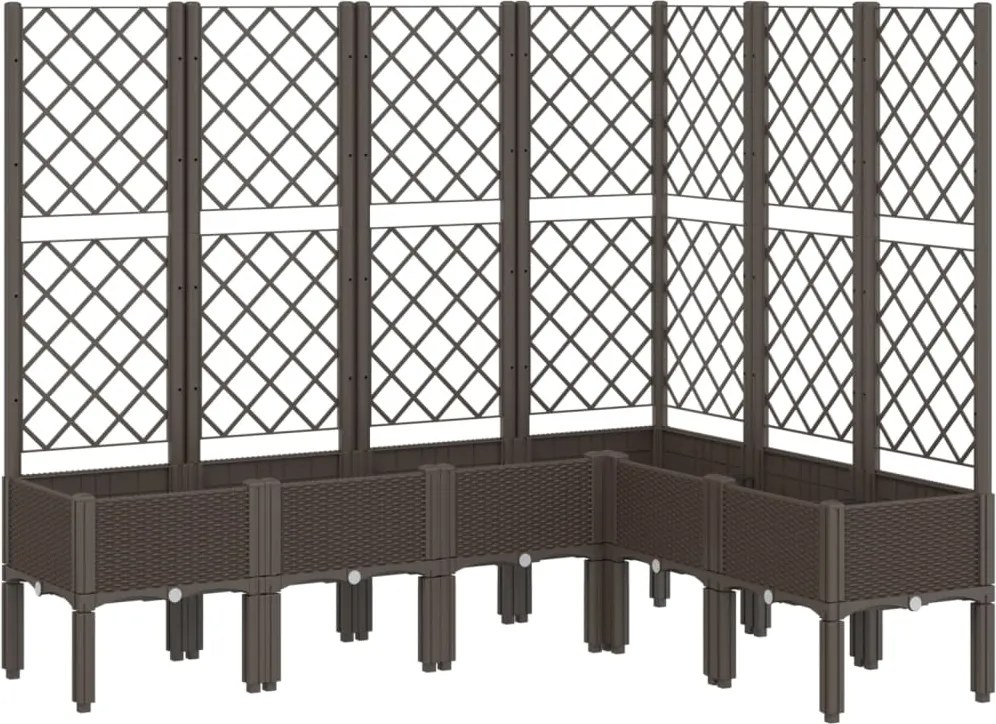 vidaXL Jardinieră de grădină cu spalier, maro, 160x120x142 cm, PP