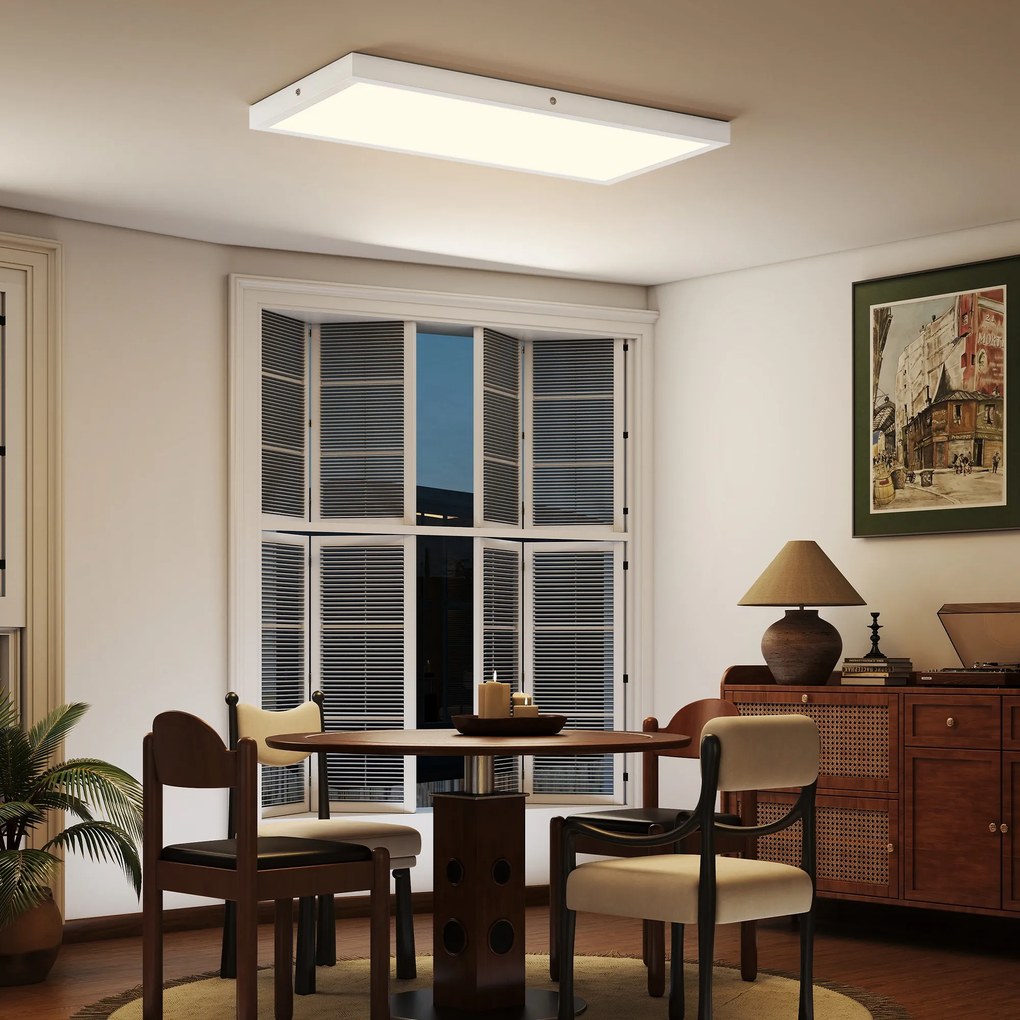 HOMCOM Set de 2 Plafoniere LED Subțiri cu Design Minimalist și Modern, Reglabile, Candelabru LED din Oțel și Plastic, 60x30x3,7 cm, Alb | Aosom Romania
