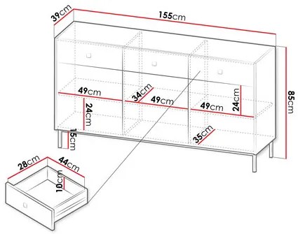 Comodă Probazzo 3D3SZ (Negru + auriu) . 1103670