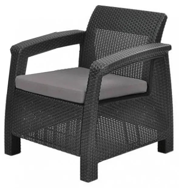 Set de mobilier de grădină Corfu Box set, culoare grafit, cu pernă gri deschis