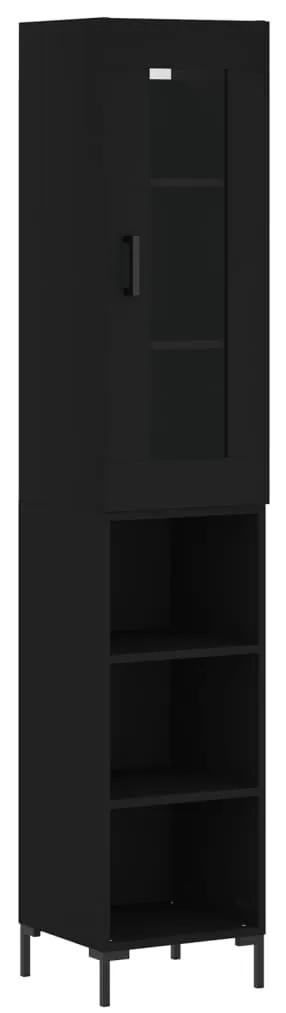 3199362 vidaXL Dulap înalt, negru, 34,5x34x180 cm, lemn prelucrat