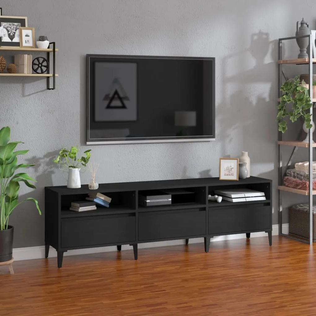 831918 vidaXL Comodă TV, negru, 150x30x44,5 cm, lemn prelucrat