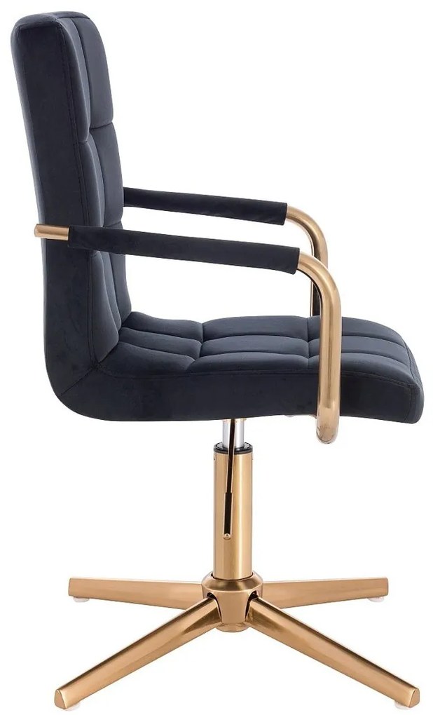 HC1015PCROSS Scaun Neagră Catifea cu Bază Aurie