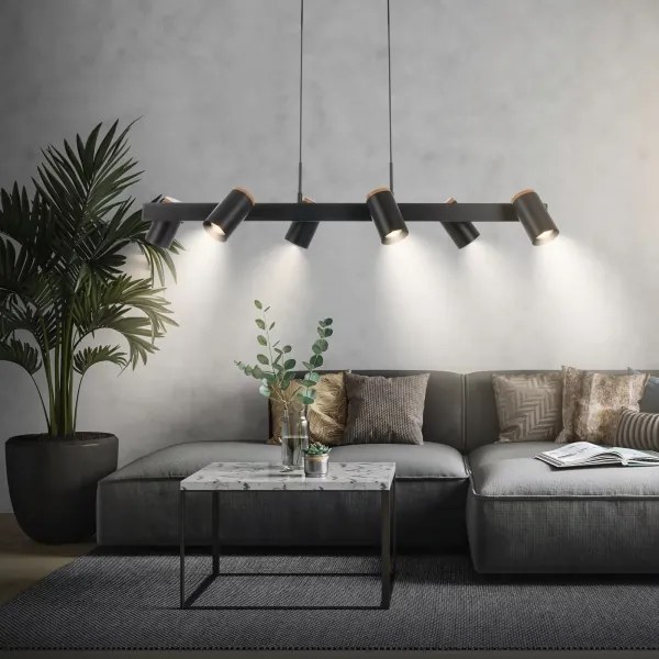 Briloner 4059065 - Lustră pe cablu ERA 6xGU10/10W/230V negru