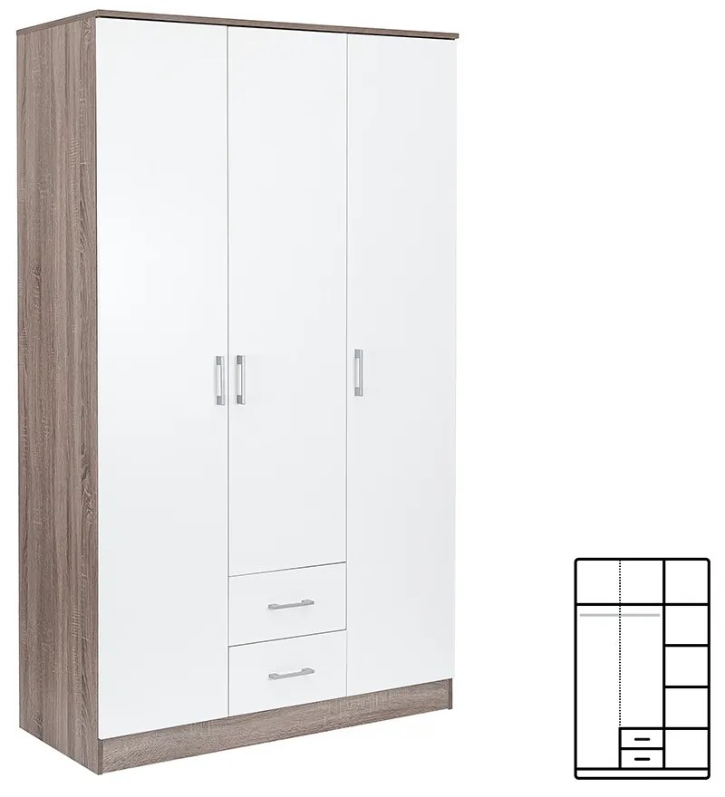 Dulap Miami 120x205 cm alb-stejar York