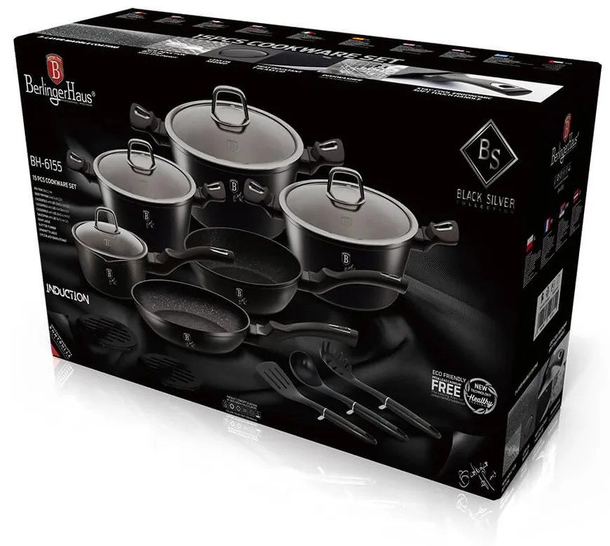 Set oale marmorate 15 piese Black Silver Berlinger Haus BH 6155