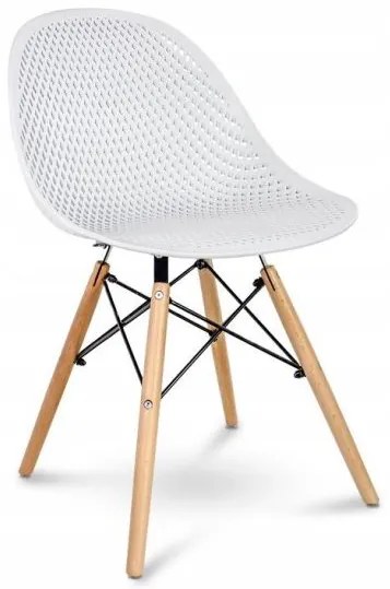 Scaun stil scandinav, PP, lemn, alb, 45x56x77 cm, Cava