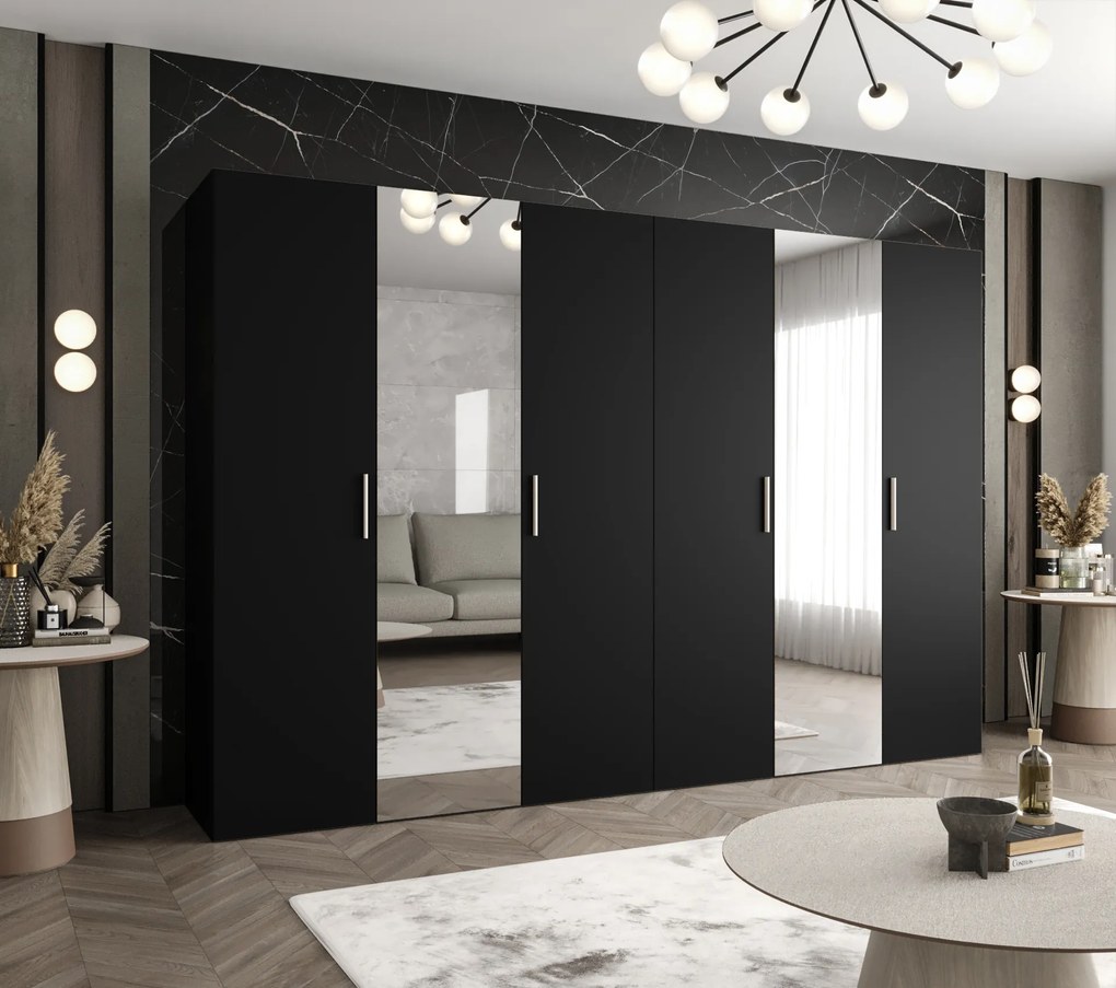 Dulap de haine 300 cm Borry 2 (Negru + Argintiu). 1125850