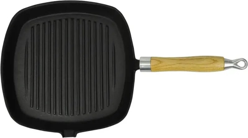 vidaXL Tigaie din fontă cu mâner din lemn