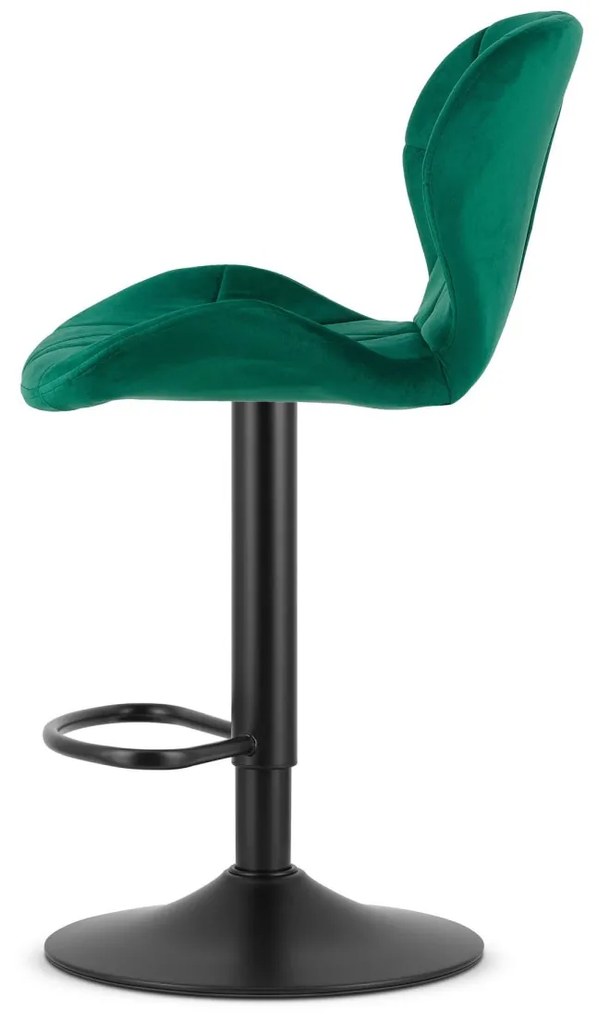 Scaun de bar cu picior negru WEST VELVET, verde