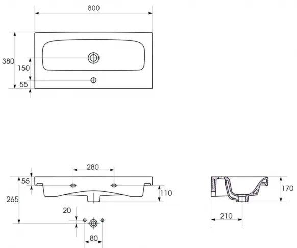 Cersanit S801-225-DSM - Dulap suspendat pentru baie cu lavoar MODUO SLIM, alb