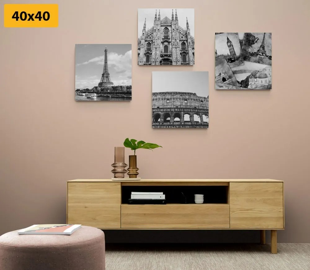 Set tablouri atingere de istorie în design alb-negru