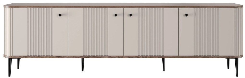 Comodă TV Vesper 4D 187 cm - cașmir / nuc / picioare negre