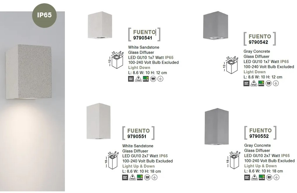 Aplica perete moderna de exterior cu iluminat ambiental IP65 FUENTO II alba