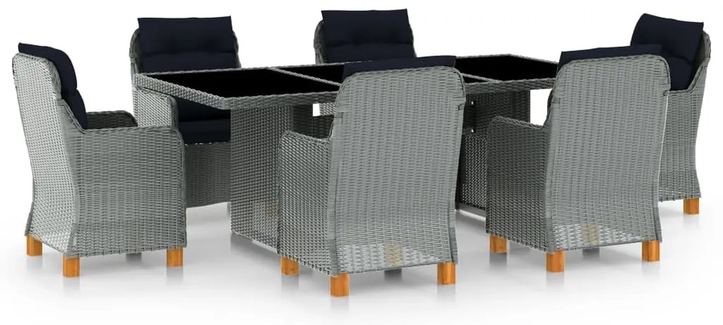 vidaXL Set mobilier de exterior cu perne,7 piese,gri deschis,poliratan