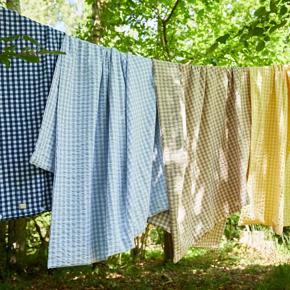 Lenjerie de pat galbenă/albă din țesătură crep pentru pat de o persoană 140x200 cm Bæk&amp;Bølge – JUNA