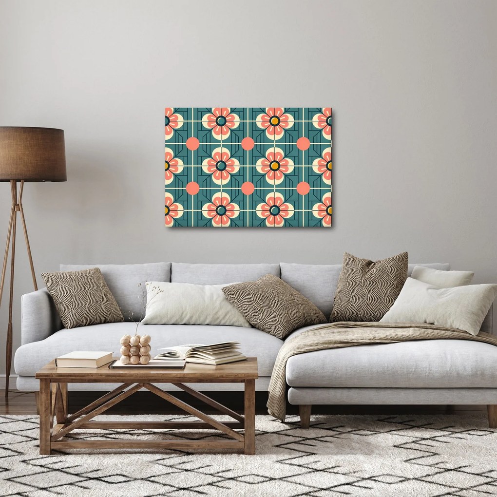 Tablou - Model retro cu flori (70x50 cm)