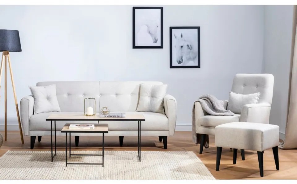 Set Canapea Extensibilă si Fotoliu Aria - S, Crem