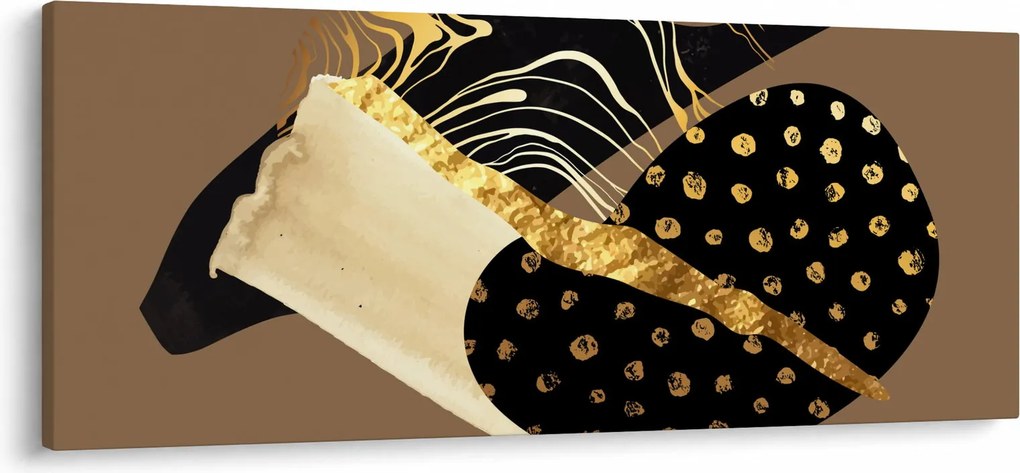 Tablou - Abstracție maro auriu N⁰1 (120x50 cm)