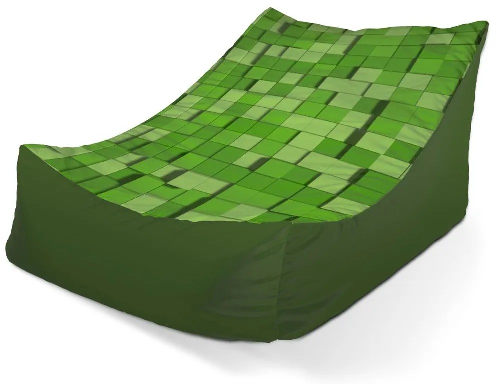 Sac de șezut Lounge Green Blocks 3D - pentru copii, verde