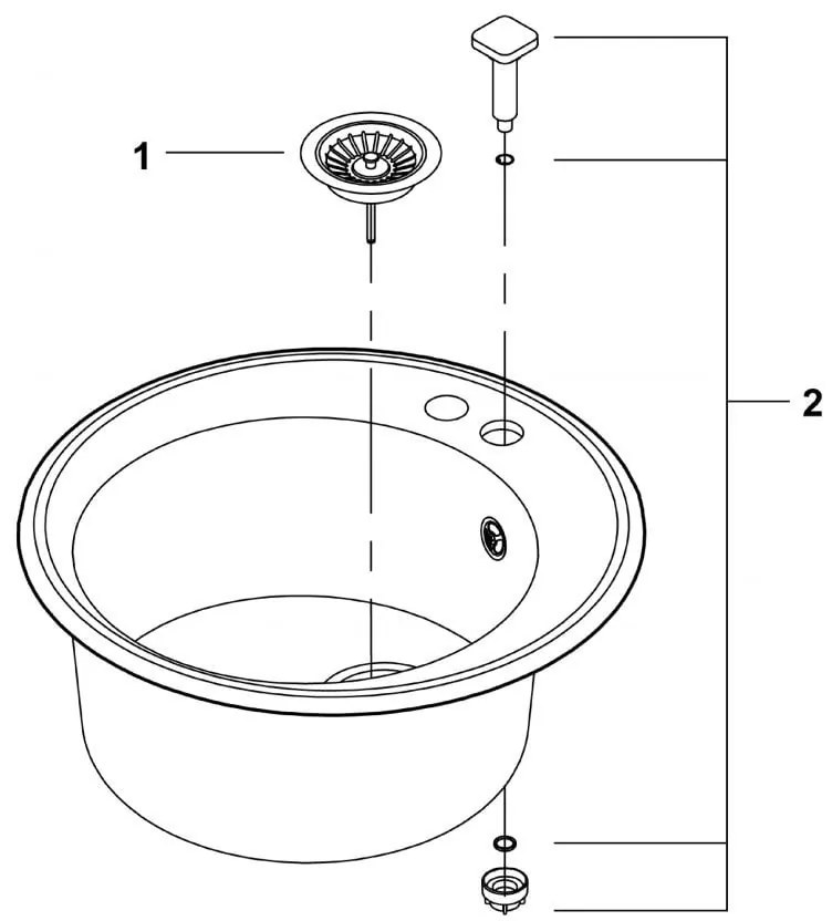 Chiuveta Quartz composite Grohe K200, 380 x 200 mm, montare pe blat, evacuare manuala, 31656AP0