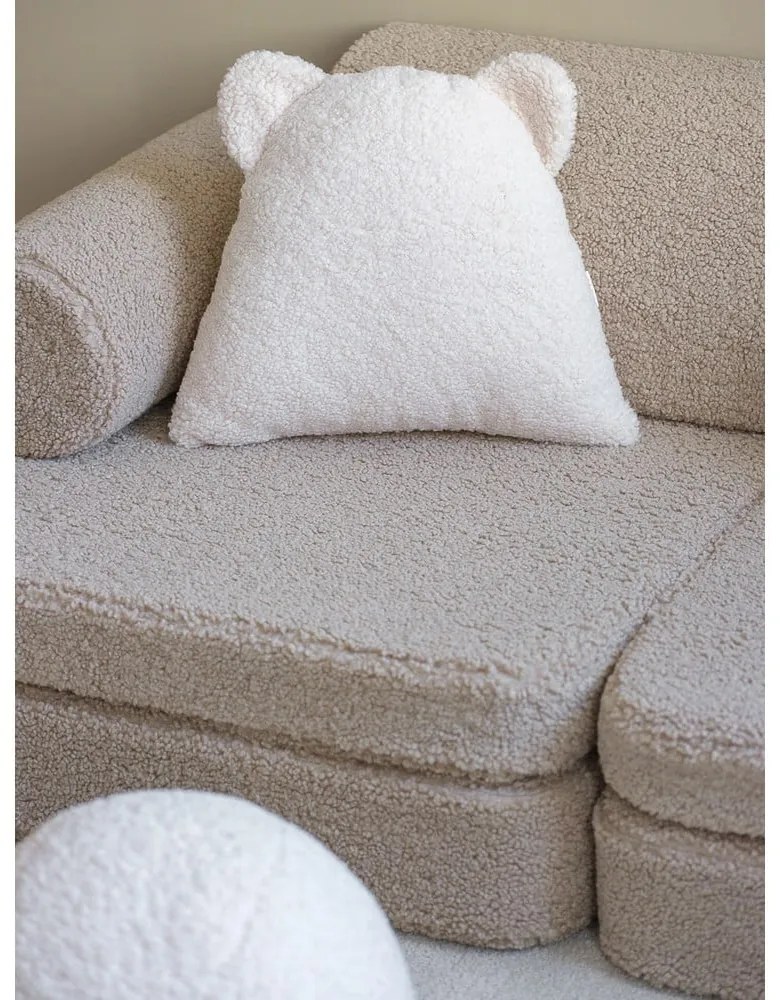 Canapea pentru copii maro deschis cu tapițerie din țesătură bouclé 132 cm Settee – Wigiwama