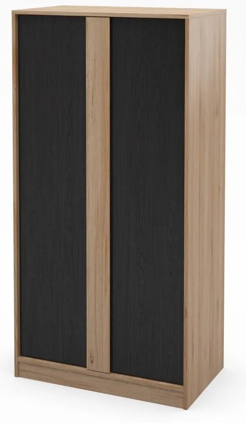 Șifonier negru/în culoare naturală cu aspect de lemn de stejar 90x180x53 cm Dennis – Marckeric