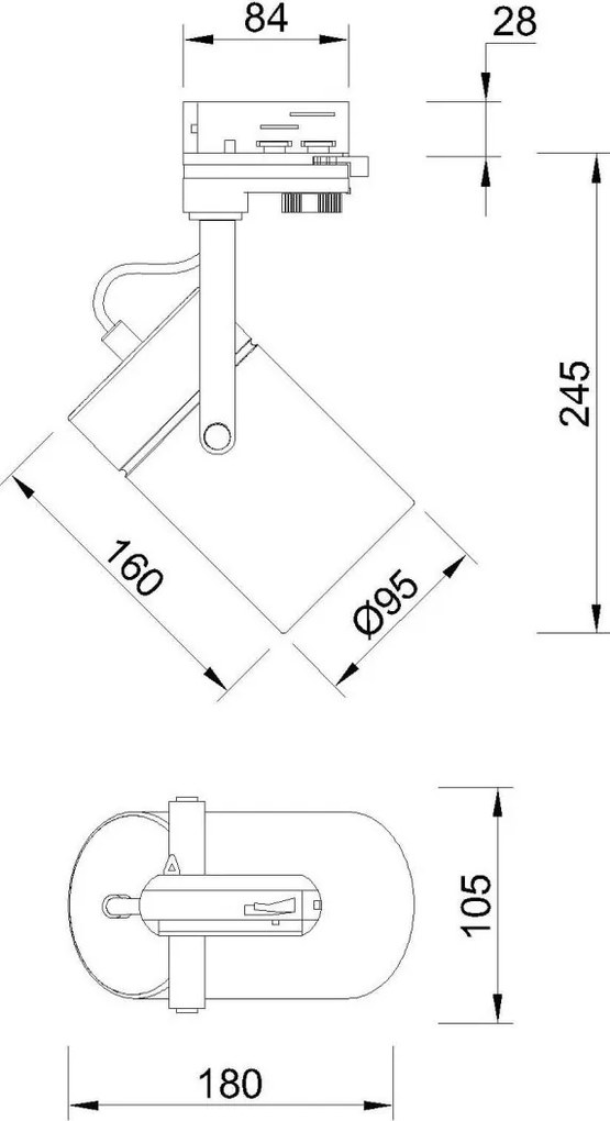 Spot E27, Accesoriu pentru sina trifazata Mantra ARUBA alb