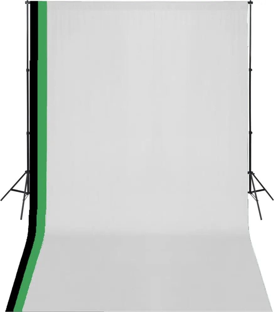 vidaXL Set studio foto cu 3 fundaluri de bumbac, cadru reglabil, 3x5 m