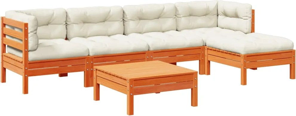 vidaXL Set mobilier de grădină cu perne, 6 piese, lemn masiv de pin