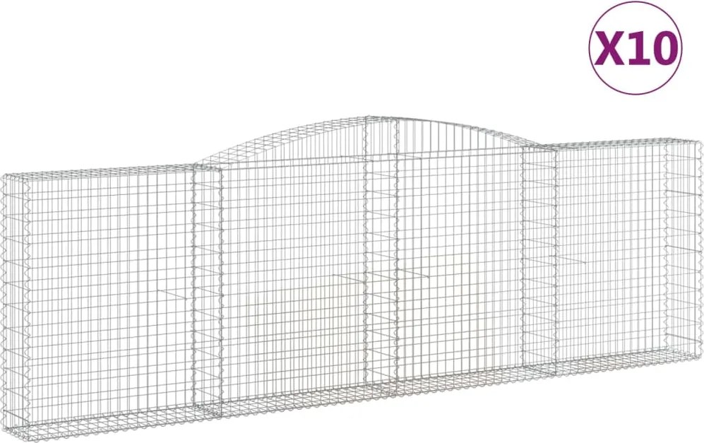 vidaXL Coșuri gabion arcuite 10 buc. 400x30x120/140 cm fier galvanizat