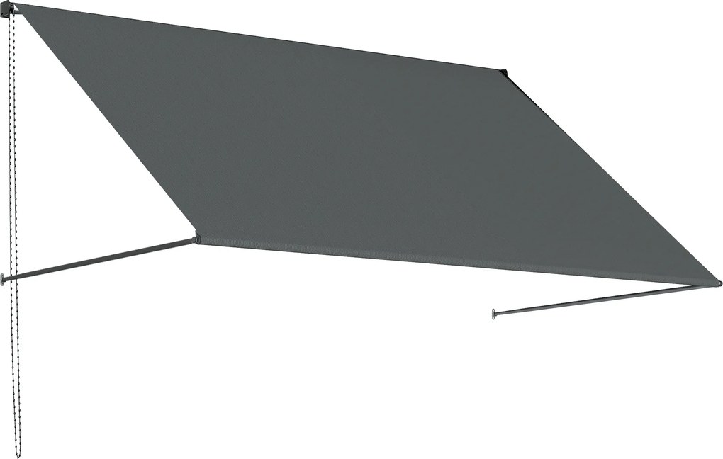 Outsunny Markiză manuală retractabilă Înclinare reglabilă 195 x 120 cm protecție UV aluminiu poliester gri închis | Aosom Romania