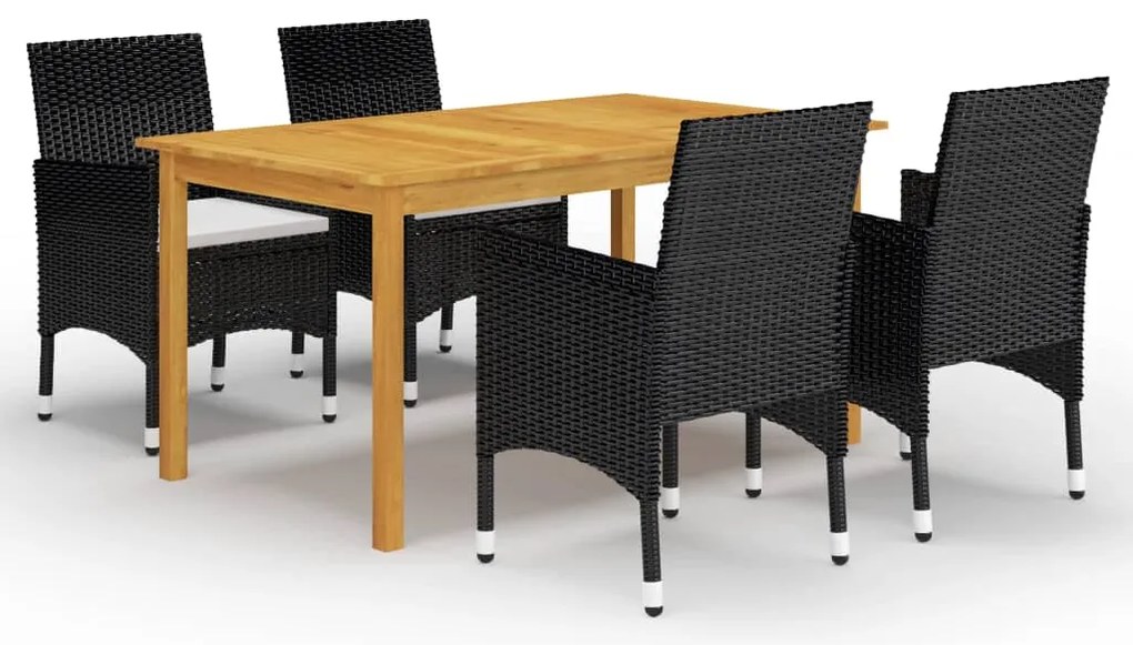vidaXL Set mobilier de grădină, 5 piese, negru