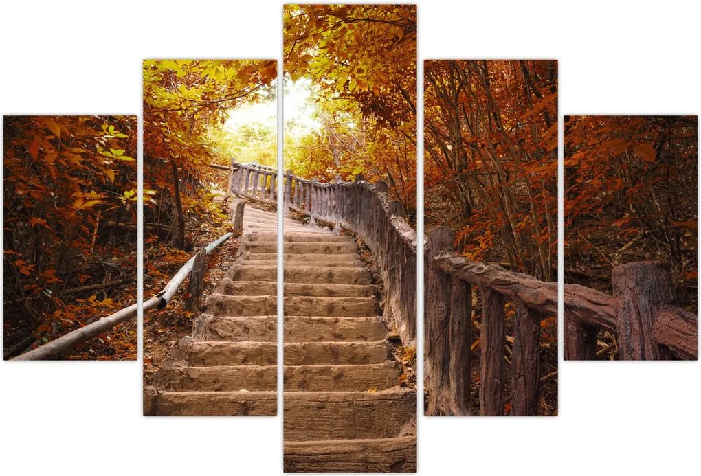 Tablou - Scări în natură în toamnă (150x105 cm)