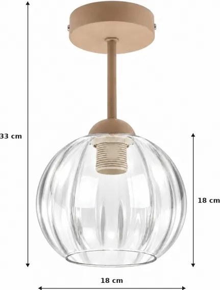 BRILAGI - LED lustra aplicată RETRO GLASS 1xE27/60W/230V Ø 18 cm bej/transparent