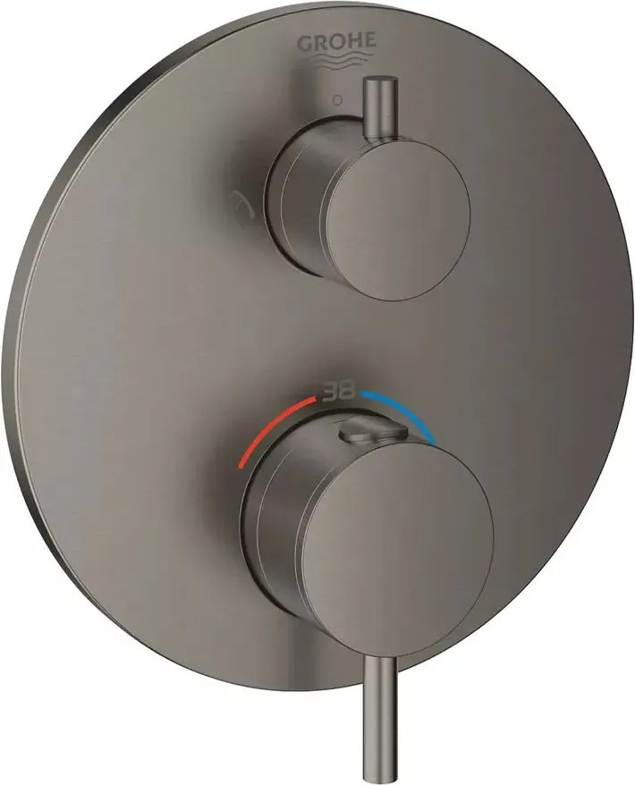 Baterie dus incastrata Grohe Atrio termostatata antracit periat Hard Graphite fara corp ingropat