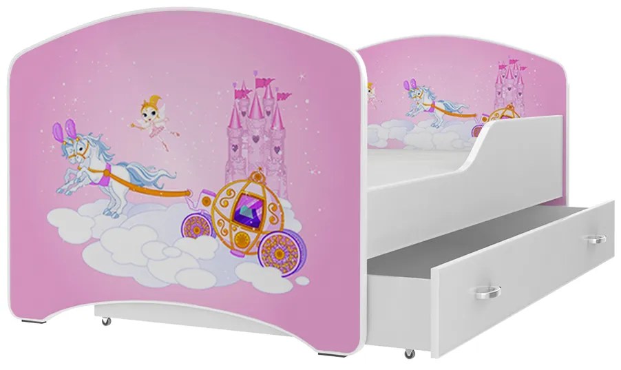 Expedo Pat pentru copii cu desene animate FRAGA P1 + saltea + somieră GRATIS 80x160, inclusiv SD, MODEL 26