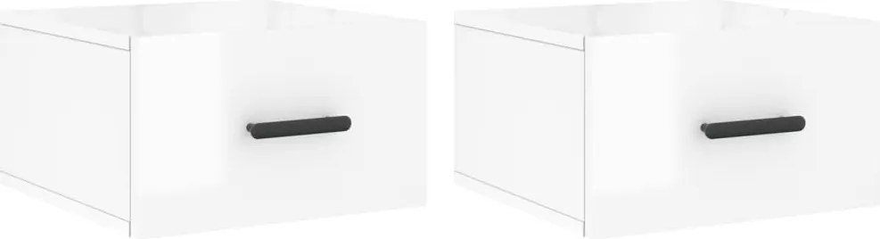 vidaXL Noptiere de perete, 2 buc., alb extralucios, 35x35x20 cm