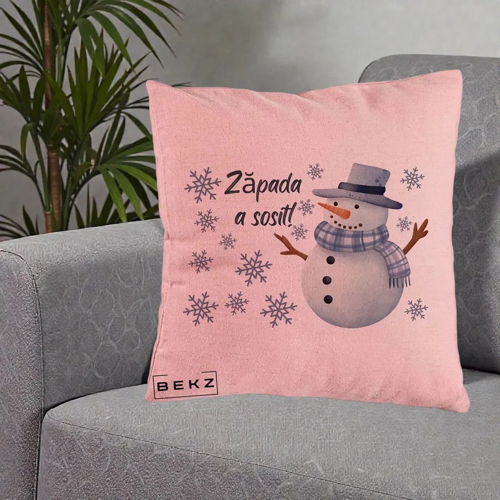 Perna Decorativa Zapada a Sosit Om de Zapada, 40x40 cm, Roz, Husa Detasabila, Perna Inclusa, BEKZ®