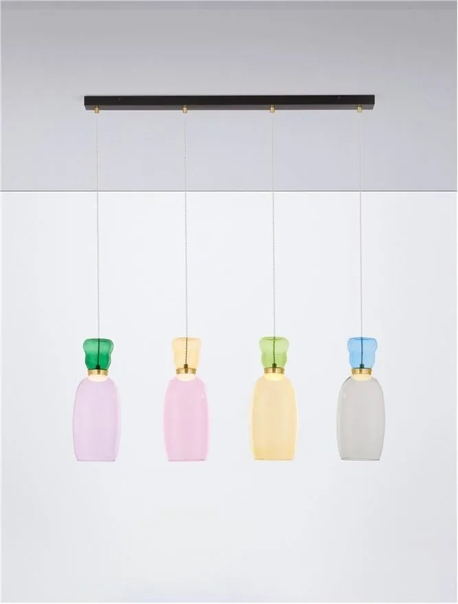 Lustra cu 4 pendule LED design modern Pluma multicolor