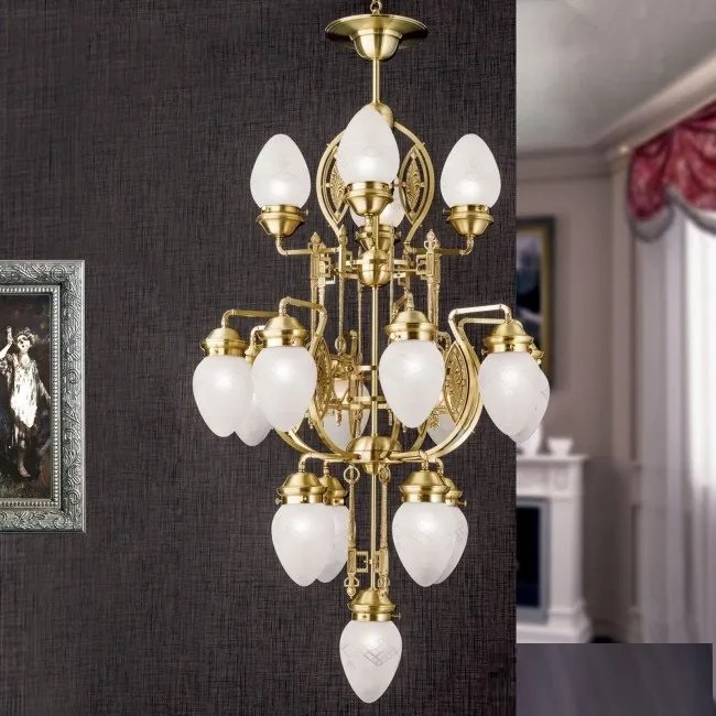 Candelabru cu 17 brate, elegant design LUX Budapest, bronz LU 1440/4+8+4+1 bronze/376 klar-matt OR