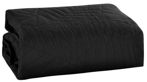 Cuvertur de pat neagra cu model LEAVES Dimensiuni: 220 x 240 cm