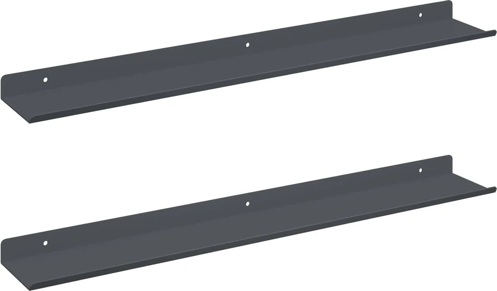 vidaXL Raft suspendat Pe perete 2 pcs Antracit 60 x 9 x 2,5 cm Oțel