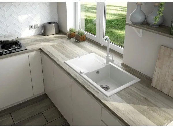 Chiuvetă de bucătărie Deante ZQZVA113 ZORBA 76x44 cm + baterie de chiuvetă granit/alabastru