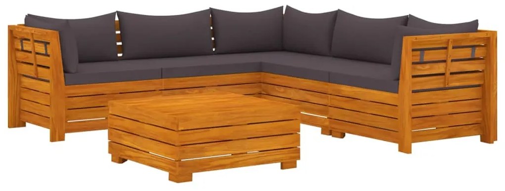 3087317 vidaXL Set mobilier grădină cu perne, 6 piese, lemn masiv acacia