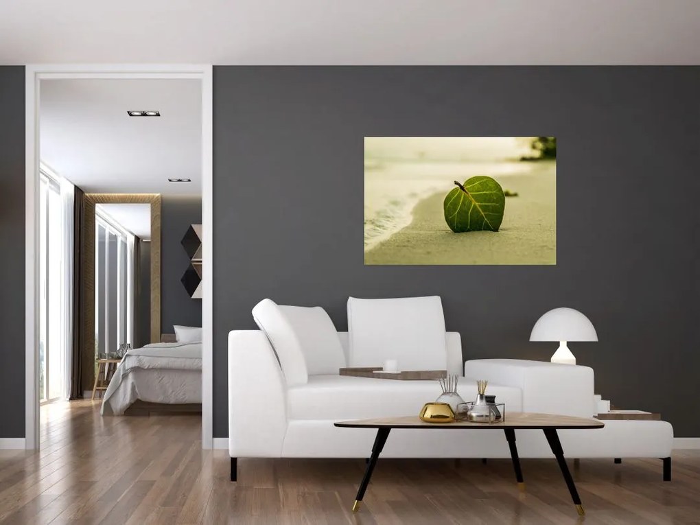 Tablou cu frunză în nisip (90x60 cm)