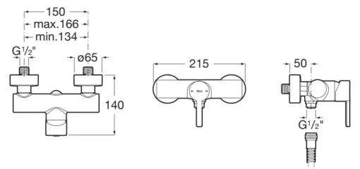 Roca A5A2196C00 - Baterie de duș NAIA, crom lucios